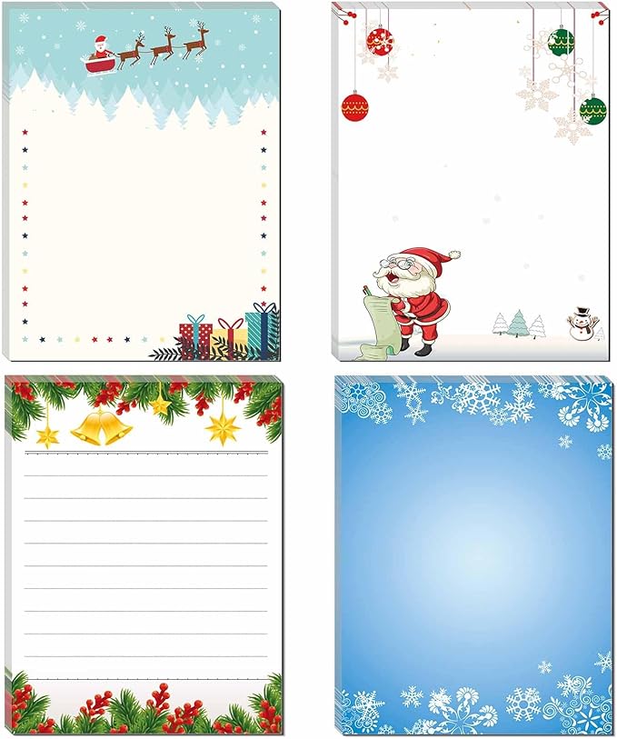 DUGUTUL 4 Christmas Notepads Holiday Notepads for Christmas Home School and Office Gifts