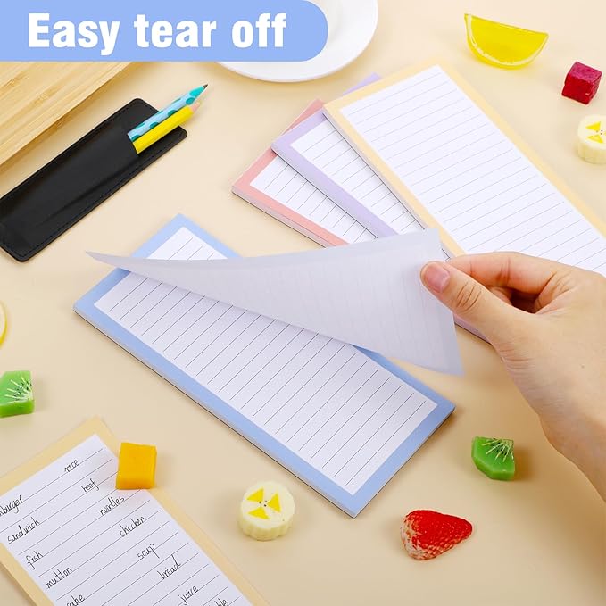 Thboxes 4 Pack Magnetic Note Pad for Fridge with Pen Holder, Totally 200 Sheets Magnetic To Do List, Grocery List, Shopping List, Memo Pads for Refrigerator（Light Color）