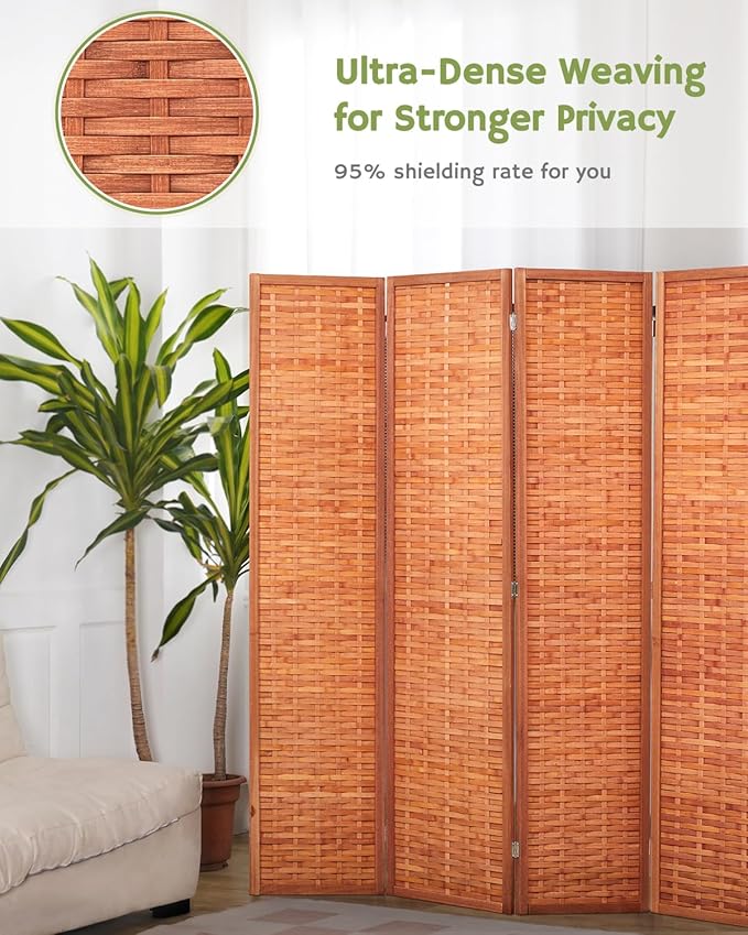 JOSTYLE 6ft Folding Privacy Screens 4-Panel Freestanding Room Dividers