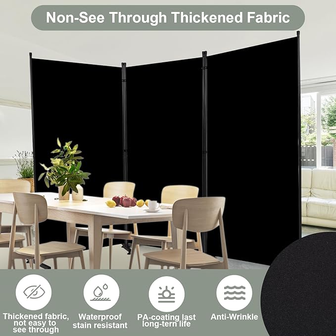 Room Divider 6FT Single Panel Privacy Screen, 102'' Wide Fabric Indoor Room Divider Wall Divider for Room Separation, Portable Room Partitions and Dividers Freestanding Temporary Wall Room Separators