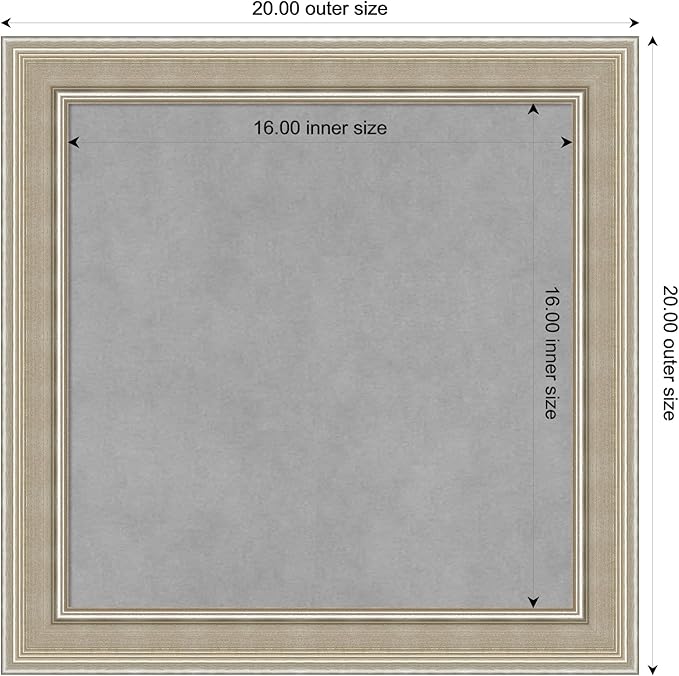 Amanti Art Silver Framed Magnetic Board 20x20 Small Vision Board for use with Magnets, 100% Metal Sheet to Display Items as Office Decor or for Home Organization in mudroom, Kitchen or Kids Room
