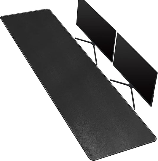 CENNBIE Leather Desk Mat Large, 66.9" x 16" Desk Pad Blotter Protector, Extended Non-Slip Mouse Pad, Waterproof PU Leather Large Mouse pad for Desk Office and Home (Black)