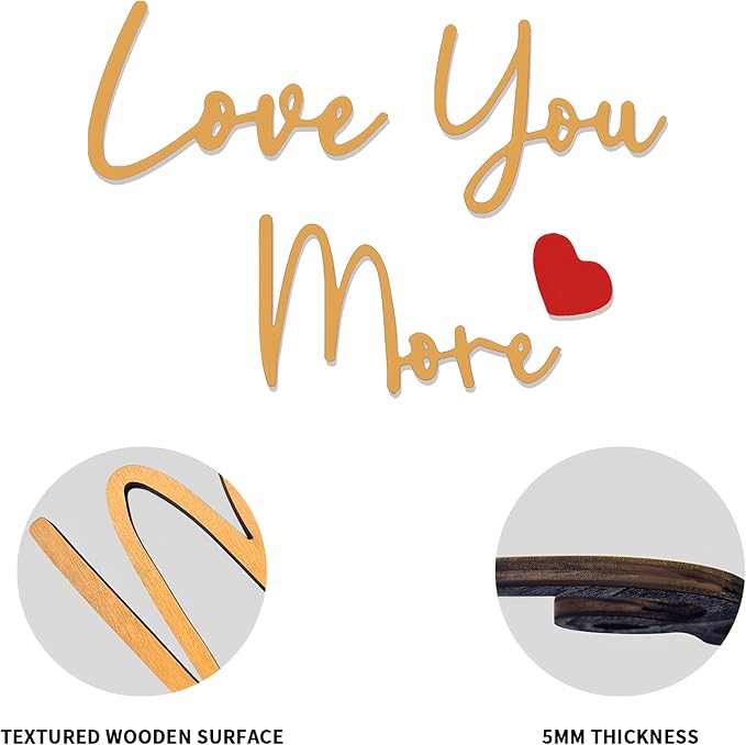 Love You More Wood Sign Home Decor Boho Decor Wall Decor Express Love and Warm for Your Family Lovers Wall Art Gift Hallway Entryway Door Farmhouse Valentine Decors Bedroom Above Bed Topper Decoration