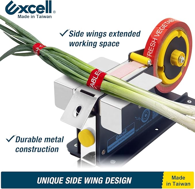 Excell ET-63521 TriCore Vegetable Wrappers Tape Dispenser: Fits 1", 3", and 3.5" cores for Flexible Tape use. Perfect for Packaging Groceries, Fruits, and Candy. Rust-Proof Blade ensures Durability.