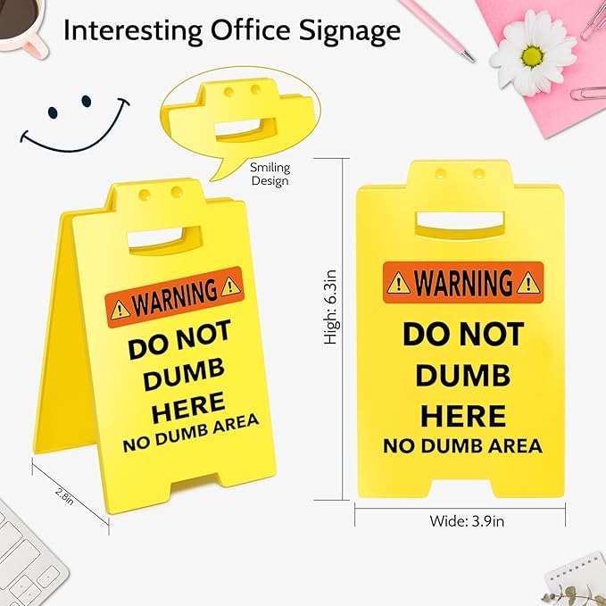 Smilelife Funny Office Cubicle Decor No Dumb Area Desk Sign Team Office Gag Gifts for Coworker Teammate Employee Boss Manager