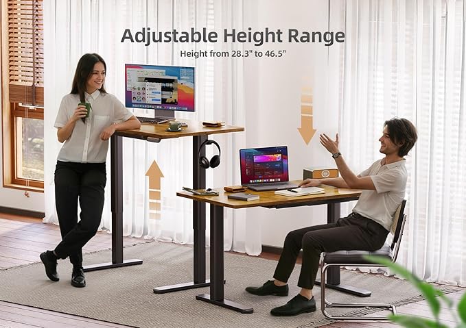 Claiks Standing Desk with Drawers, 48 x 24 Inches Electric Standing Desk Adjustable Height, Sit Stand Up Desks Computer Workstation, Rustic Brown