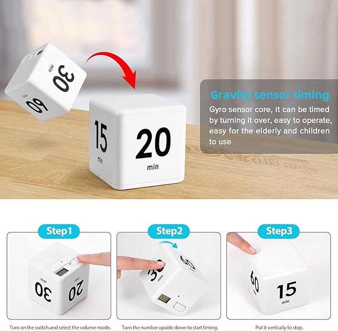 JOYIT Cube Timer - 15, 20, 30 and 60 Minutes Countdown Timer for Kitchen, Outdoor and Workout