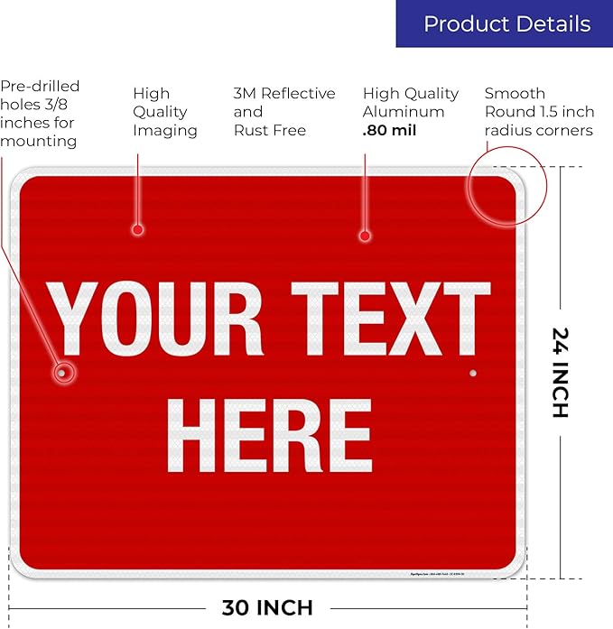 Personalized Custom Red Background Customize for Office, Business, Workplace, Home, Airbnb, Delivery Sign, 24x30 Inches, 3M EGP Reflective .080 Aluminum, Fade Resistant, Made in USA by Sigo Signs