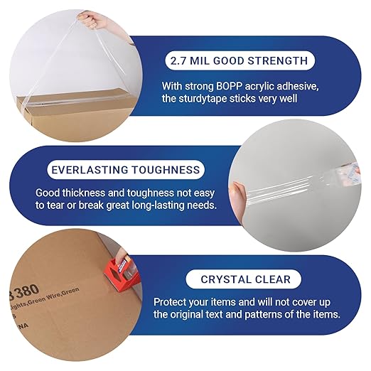 TegmenSeal Heavy Duty Clear Packing Tape with Dispenser Combo for Shipping, Moving & Storage,Thicker Clear Packing Tape, 1.88 inches Wide, 60 Yards Per Roll, 36 Pack 2160 Total Yards