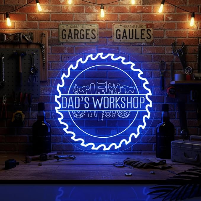 Custom Neon Garage Sign for Man, Personalized Garage LED Signs, Customizable Name Car Repair Mechanic Shop Man Cave Auto Workshop, Home Garage Neon Light, Garage Light Up Sign for Men Dad Frinends Husband Father's Day Gift