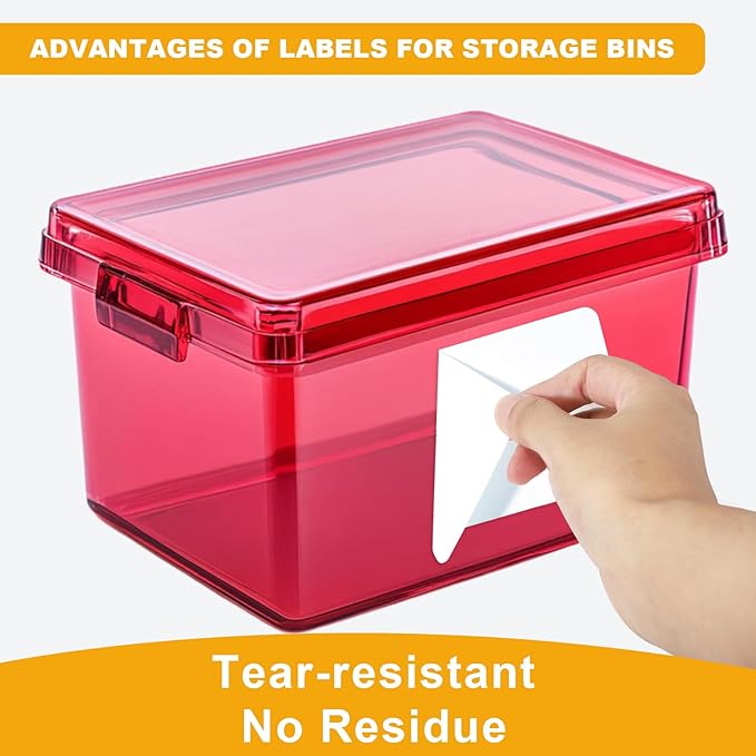100 Pcs Labels for Storage Bins, 6 x 4 inch Large Label Stickers with 1 Double-ended Marker, Pen Removable Labels Adhesive Moving Labels Blank Labels Tear Resistant No Residue for School Business Home