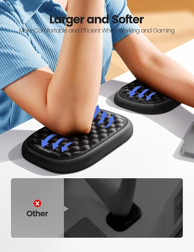 Vaydeer Ergonomic Wrist Rest Pad, 2 Pcs Armrest Pad Elbow Rest Padded, Relieve Elbow Pain Computer Arm Rest Wrist Support Cushion Mouse Pad for Desk Office Gaming