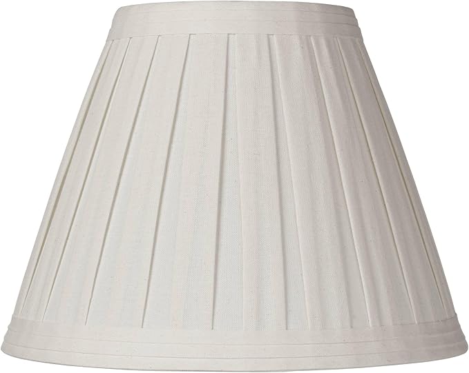 Creme Linen Large Box Pleat Lamp Shade 7" Top x 14" Bottom x 11" High (Spider) Replacement with Harp and Finial - Springcrest