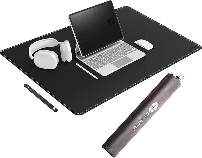 CENNBIE Leather Desk Mat - 31.4" x 19.6" Extra Large Desk Pad Protector for Office, Computer Desk, Oversized Mouse Pad, Black