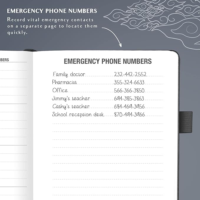 Legend Planner Address Book with Alphabetical Tabs – Mini Telephone Address Book for Phone Numbers, Addresses, Email Contacts, Passwords & Important Dates –Small Size,11x14.5cm,Hardcover (Mystic Grey)