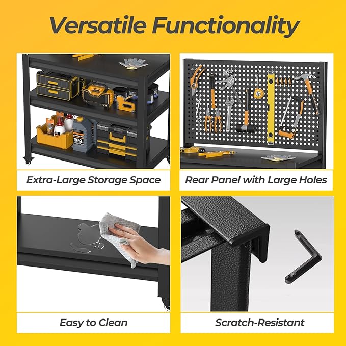5 Sets Storage Shelves with Pegboard,Heavy Duty Garage Shelving Units and Storage,Metal Shelving Adjustable Shelves,Garage Storage Rack,Industrial Utility Shelf For Kitchen,Pantry 47.2"H*33.46"W*18"D