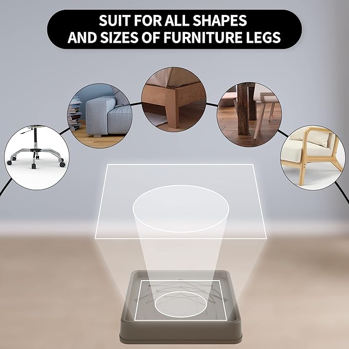 Furniture Coasters,8 Pcs 3" Furniture Caster Cups-Non Slip Furniture Pads Hardwoods Floors-Non Skid Furniture Grippers,Rubber Furniture Feet