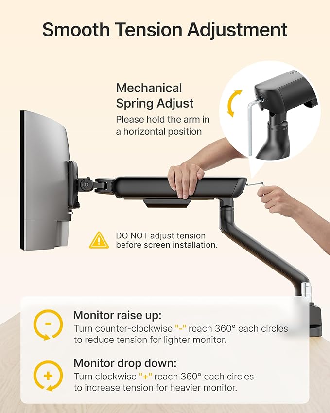 monTEK Dual Monitor Arm, Mechanical Spring Monitor Arm for 17-35" Screens, Adjustable Monitor Desk Mount Each Holds up to 24.2 lbs with C Clamp/Grommet Desk Mount, VESA 75/100mm, MA1011BK-D