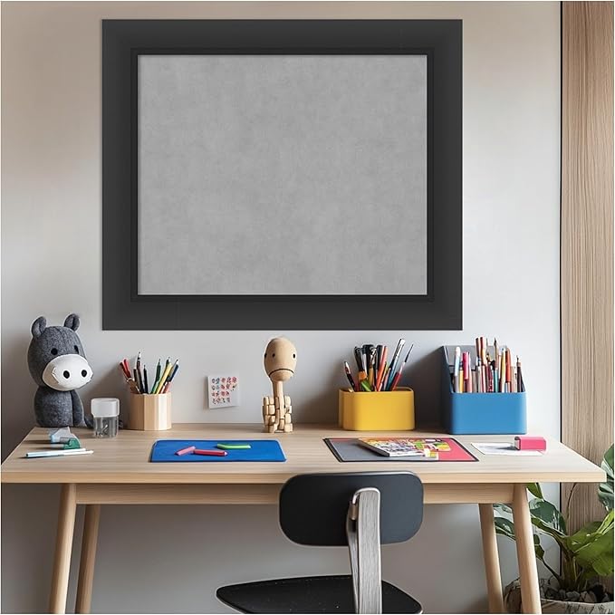 Amanti Art Black Framed Magnetic Board 25x29 Medium Vision Board for use with Magnets, 100% Metal Sheet to Display Items as Office Decor or for Home Organization in mudroom, Kitchen or Kids Room