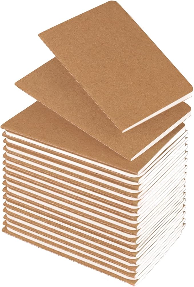 Lzerking Mini Notebooks Bulk 36 Pack Small Pocket Journal Notepads-Kraft Brown Cover 3.5 x 5.5 Inches, 30 Sheets/60 Pages, Little Notebook Pocket Size for Kids Students Teens