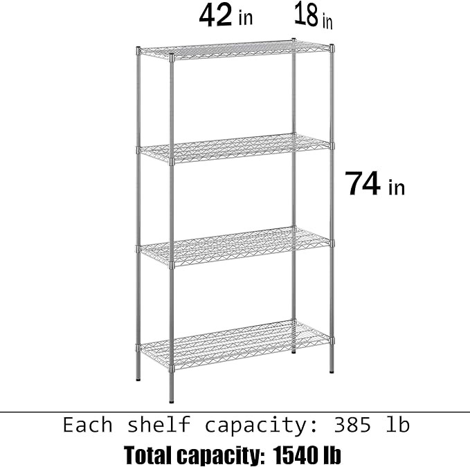 Regal Altair 18" Deep x 42" Wide x 74" Height Wire Shelving Kit | 4-Tier | NSF Commercial Storage Rack Unit