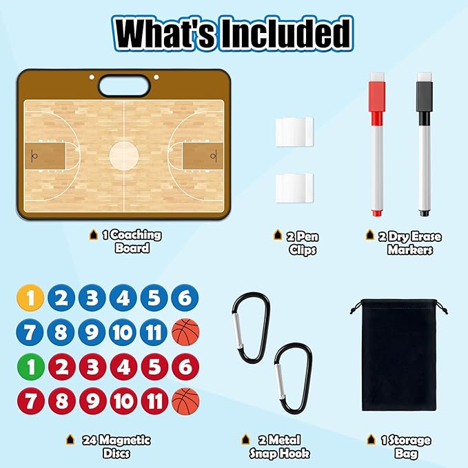 Torlam Magnetic Dry Erase Coach Board, Baseball, Soccer, Football, Basketball Coaching Clipboard