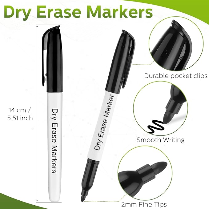 Thenshop 200 Pack Dry Erase Markers Bulk with 4 Magnetic Erasers Fine Tip Dry Erase Markers Whiteboard Pens Bulk for Office Supplies(Cute Color)