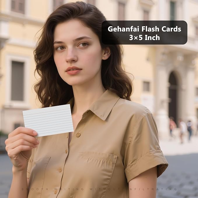 250 Count Index Cards 3 x 5 Inch, Heavyweight White Lined Note Cards Portable Ruled Flash Cards Perfect for Studying and Organizing, Note Taking Study Flashcards for Home, School and Office