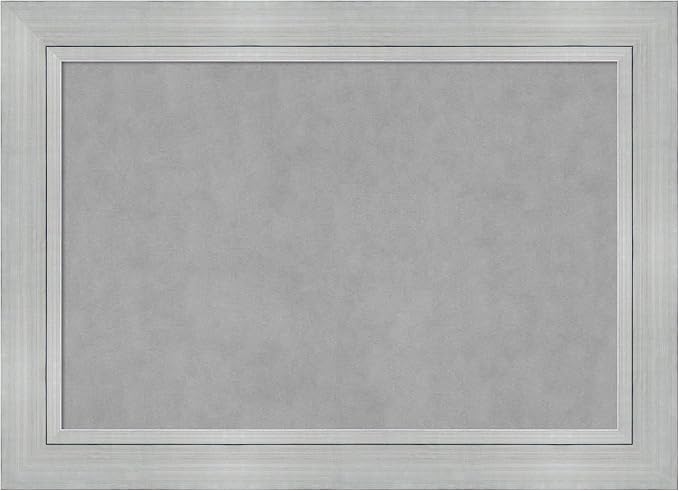 Amanti Art Silver Framed Magnetic Board 31x43 Large Vision Board for use with Magnets, 100% Metal Sheet to Display Items as Office Decor or for Home Organization in mudroom, Kitchen or Kids Room