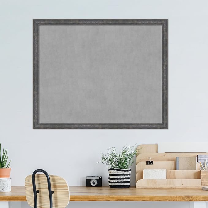 Amanti Art Grey Framed Magnetic Board 35x43 X-Large Vision Board for use with Magnets, 100% Metal Sheet to Display Items as Office Decor or for Home Organization in mudroom, Kitchen or Kids Room