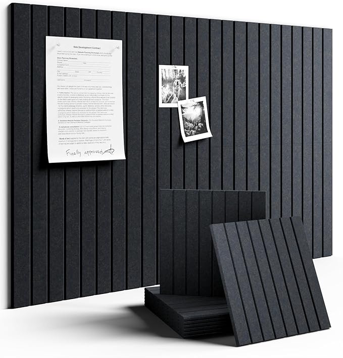 Fluxynara Large Felt Bulletin Board 36" x 24" Cork Board Alternative-6 Pack with 40 Safe Removable Adhesive Tabs, Cork Boards for Walls for Home Office Classroom Pin Board - Deep Charcoal Blue