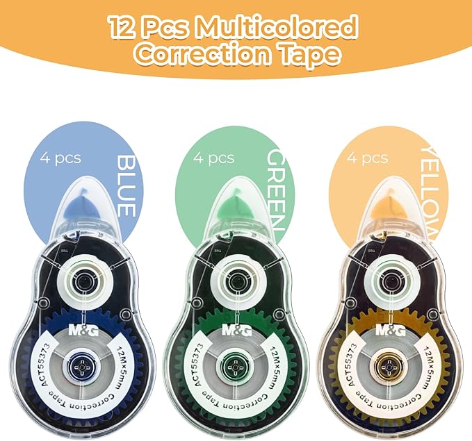 M&G 39.3 Feet Correction Tape, 12 Pack Correction Tape, Easy to Use Applicator for Instant Corrections,Office Products, Total 472FT/144M