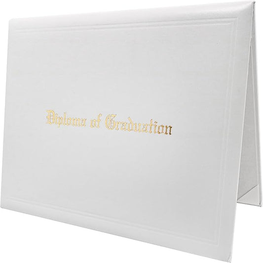 GraduationMall 11"x14" Imprinted Padded Diploma Cover Certificate Holder White