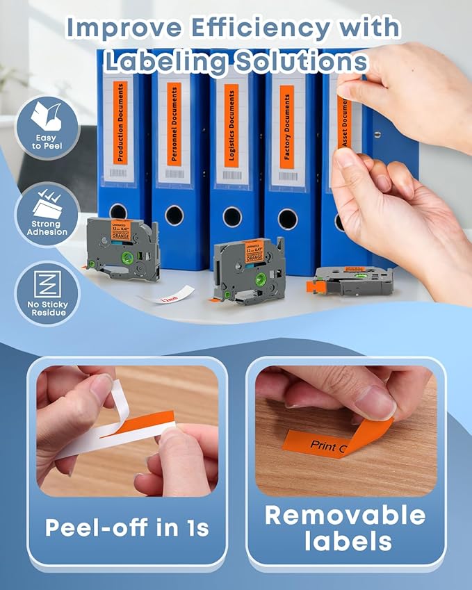 COLORWING TZe-B31 Black on Orange Fluorescent Label Maker Tape 12mm 0.47'' Compatible with Brother P Touch Label Tape for Brother Ptouch PT-D210 D220 H110 1280 D600 Cube Refills, 3-Pack