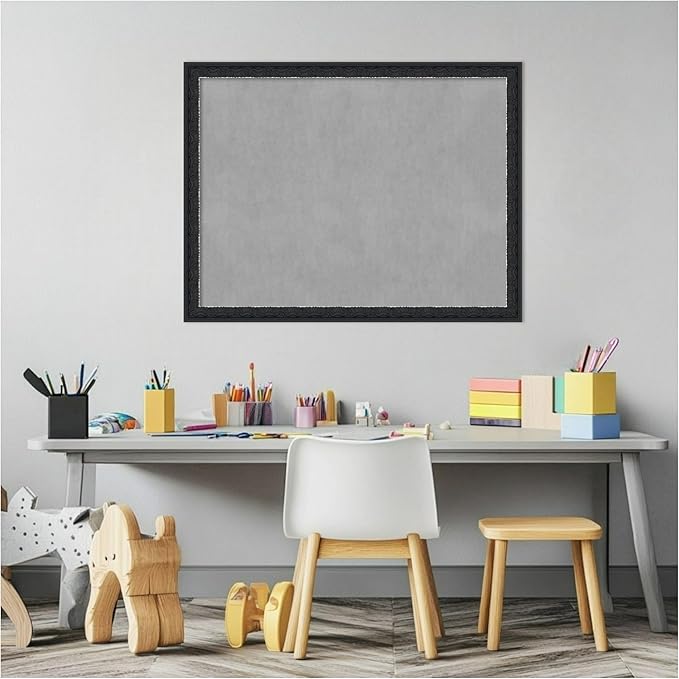 Amanti Art Black Framed Magnetic Board 20x26 Medium Vision Board for use with Magnets, 100% Metal Sheet to Display Items as Office Decor or for Home Organization in mudroom, Kitchen or Kids Room
