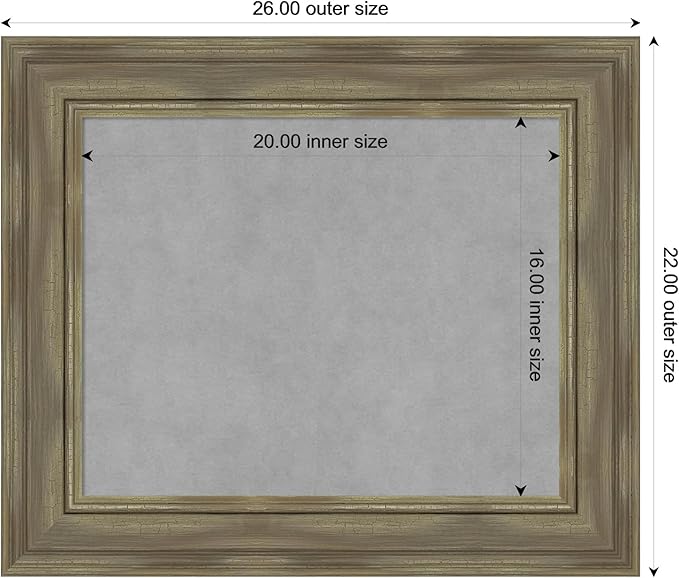 Amanti Art Grey Framed Magnetic Board 22x26 Small Vision Board for use with Magnets, 100% Metal Sheet to Display Items as Office Decor or for Home Organization in mudroom, Kitchen or Kids Room