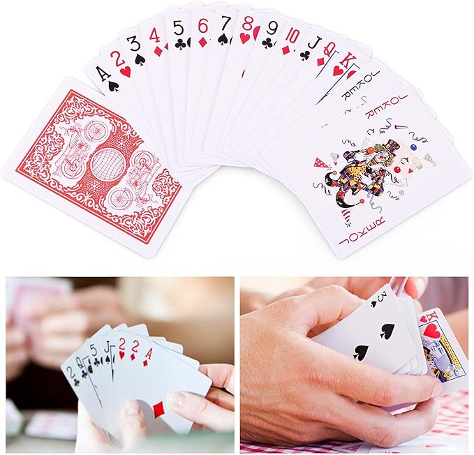 LotFancy Playing Cards, 2 Pack, Decks of Cards, Poker Size Standard Index, for Blackjack, Euchre, Canasta Card Game, Casino Grade Poker Cards, Blue and Red