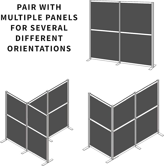 VIVO Modular Wall System, 2 PET Panels, Modern Professional Office Cubicle Dividers, Freestanding Privacy-Screen, 66 inches High, Dark Gray, PP-MWS63D