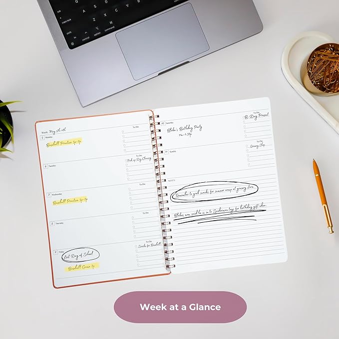 Merely Home | Ultimate Yearly, Daily, Weekly, Monthly Planner | 8.25" x 11.75" | To Do List Notebook for Work | Simple Design | Multiple Layouts | Academic Planner and Organizer Notebook (Pink, Yearly Planner - Portrait)