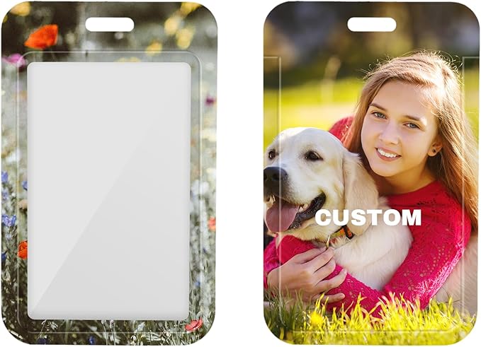 Custom Badge Holder ID Card Hold Case, Personalized Retractable Badges Holders, Customized Photo Name Badge Holder for Office Worker, Medical Staffs, Teacher, Student | Vertical