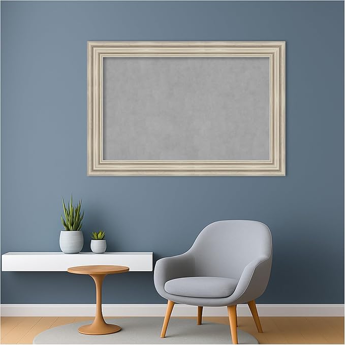 Amanti Art Silver Framed Magnetic Board 26x38 Large Vision Board for use with Magnets, 100% Metal Sheet to Display Items as Office Decor or for Home Organization in mudroom, Kitchen or Kids Room
