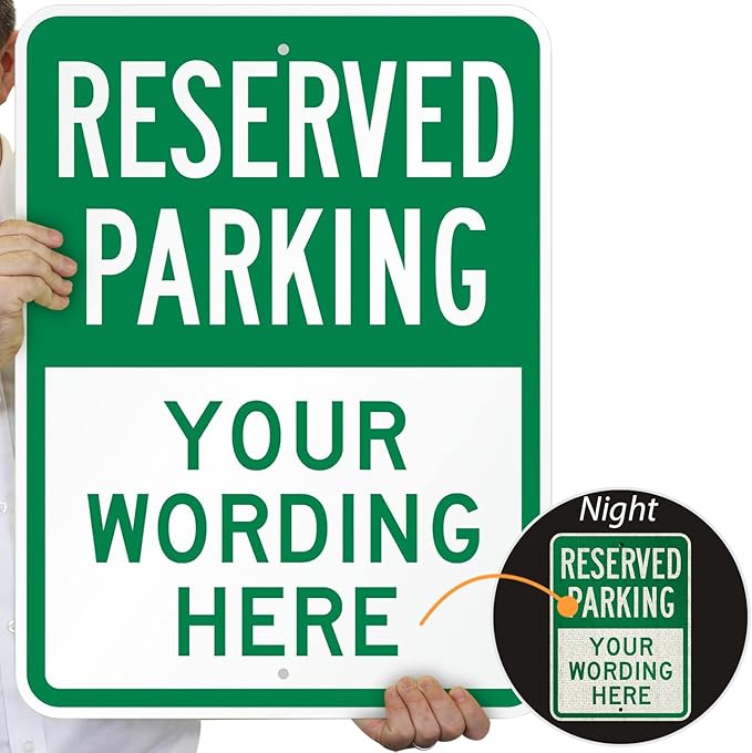 SmartSign 24 x 18 inch Custom “Reserved Parking” Metal Sign - Add Text, 80 mil Aluminum, 3M Laminated Engineer Grade Reflective Material, Green and White, Made in USA