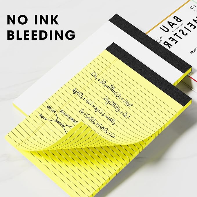 AILZFEI Yellow Legal Pads Note Pads 8.5 x 11 inch Wide Ruled, 30 Sheets/Pad, 20lb Colored Paper, Perforated Notepad with Sturdy Back (3 Pads Yellow)