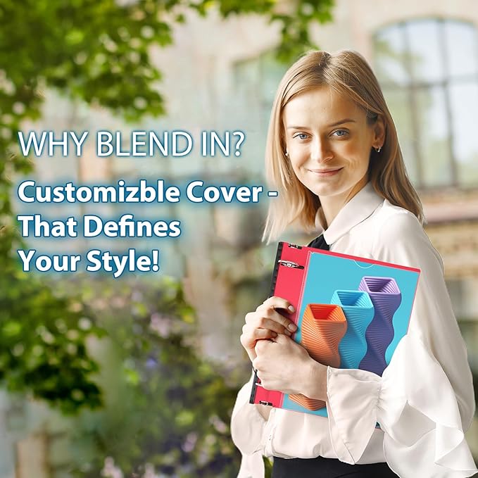 WOT I 1 Inch Telescoping 3 Ring Binder 4 Pack, Expandable Flexible Binder with Customizable Front Cover & Clear Catalog Pocket, Holds 225 Sheets, Assorted Colors, School Office Supplies