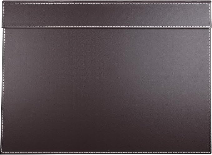 KINGFOM Ultra-Smooth PU Leather Desk Pad & Mat Office Desk Drawing & Writing Board A3/ A4 File Paper Clip Table Protector Mat on Top Large 24''x18'' (Brown)