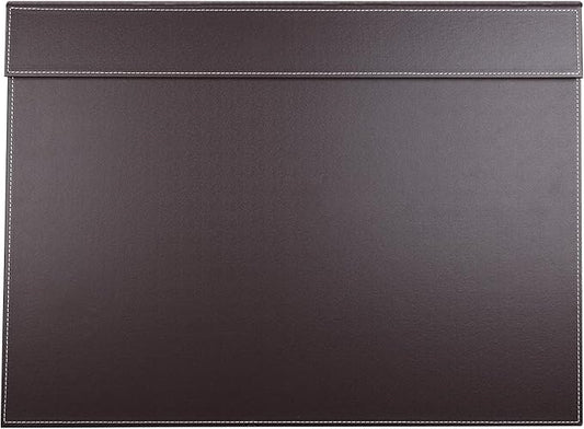 KINGFOM Ultra-Smooth PU Leather Desk Pad & Mat Office Desk Drawing & Writing Board A3/ A4 File Paper Clip Table Protector Mat on Top Large 24''x18'' (Brown)
