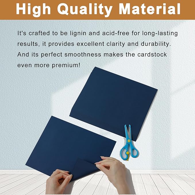 Silunkia 120 Sheets Navy Blue Cardstock 8.5 x 11 Craft Paper, 92lb Dark Blue Card stock Printer Paper for DIY Cards, Greeting Cards, Anniversary, Wedding, Menus