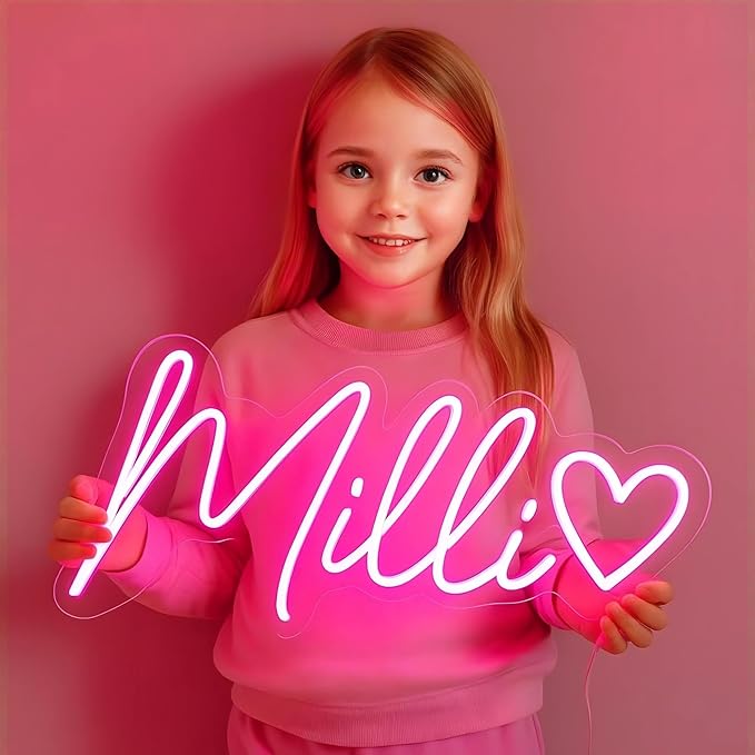Neon Sign Custom – Personalized Neon Name Sign, LED Neon Sign for Bedroom, Custom Neon Wall Sign for Home, Girls or Boys Room Decor, USB/Battery/Adapter Options