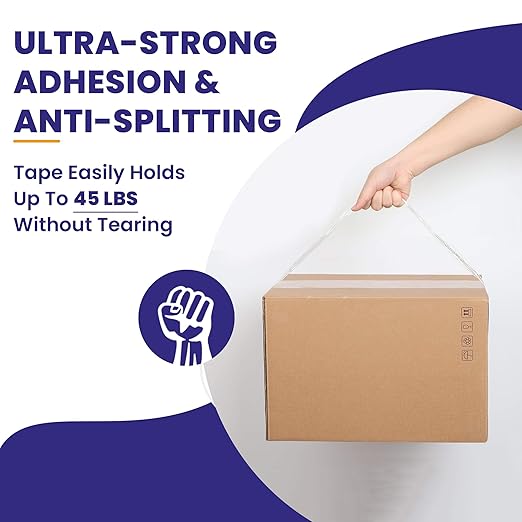 CEPRICO ENTERPRISE Premium Transparent Packing Clear Strong Adhesive Multi-Purpose Tape for Moving, Shipping, and Industrial Use - 6 Rolls of Invisible Tape Fits 2” Dispenser - 1.89 Inch X 109.4 Yard