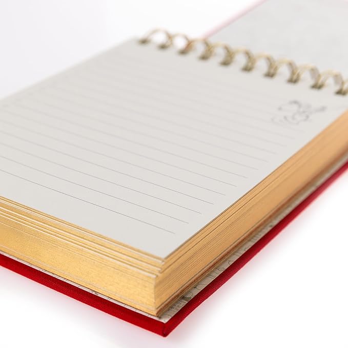 Peanuts Jotter by Graphique Luxe Collection, Fabric-Wrapped Hardcover Spiral Notebook, Gold Foil Embossing, 125 Pages